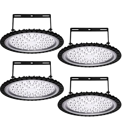 4 Stück LED UFO Industrielampe, 200W LED Hallenstrahler, 6500K Kaltweiß LED High Bay Licht, IP67 Wasserdicht UFO LED Werkstattlampe, LED Strahler für Fabrikhallen, Hallenstadion, Werkstätten von Hondony