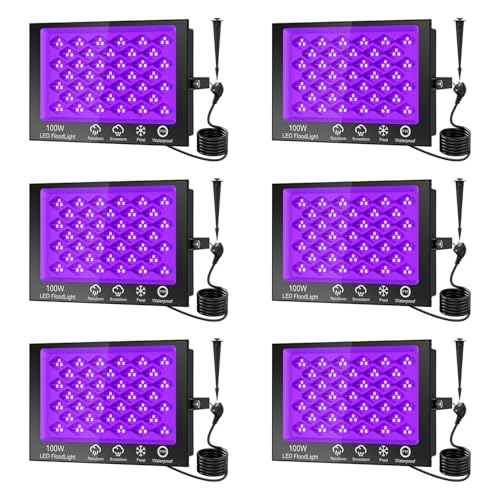 6 Packung 100W LED UV Schwarzlicht Strahler, Schwarzlichtlampe, IP65 Wasserdicht, UV Partylicht mit Schalter für Bar, Partyzubehör, Schwarzlicht Deko, Bühnenbeleuchtung 6 Packung 100W LED UV Schwarzlicht Strahler, Schwarzlichtlampe, IP65 Wasserdicht, UV Partylicht mit Schalter für Bar, Partyzubehör, Schwarzlicht Deko, Bühnenbeleuchtung von Hondony