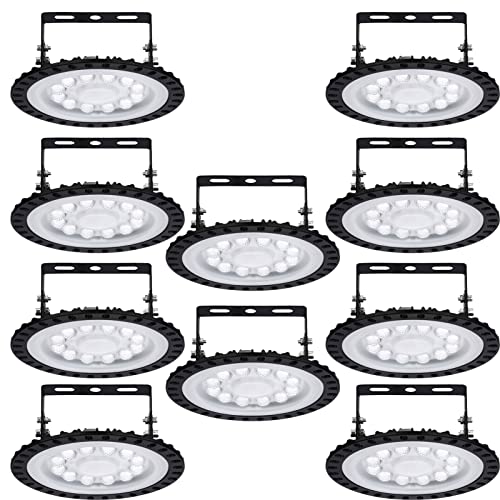 Hondony 10 Stück LED UFO Industrielampe, 50W LED Hallenstrahler, 6500K Kaltweiß LED High Bay Licht, IP67 Wasserdicht UFO LED Werkstattlampe, LED Strahler für Fabrikhallen, Hallenstadion, Werkstätten von Hondony