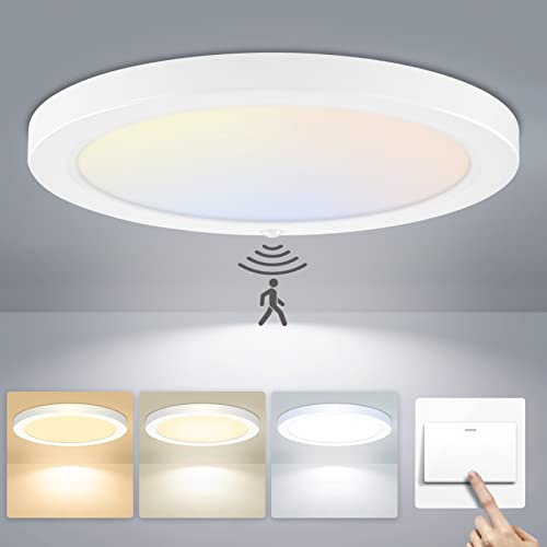 Hondony 12W LED dimmbare Deckenleuchte, LED-Panel-Licht,3000-6500K，Panel-Leuchten mit Körper-Sensor + Lichtsensor + Speicher, Deckenleuchte für Wohnzimmer Schlafzimmer Badezimmer (12W) von Hondony