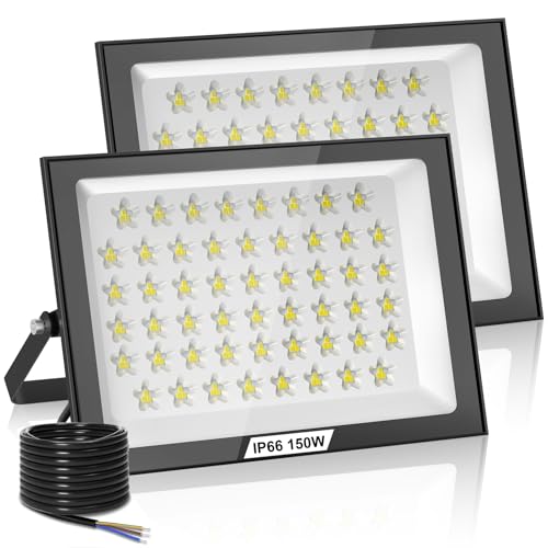 Hondony 2 Stück 150W LED Strahler Außen, 6500K LED Fluter Flutlicht, IP66 Wasserfest Scheinwerfer Aussenstrahler, tageslichtweiße Wasserdicht Außenstrahler für Garten, Innenhöfe, Garage Hondony 2 Stück 150W LED Strahler Außen, 6500K LED Fluter Flutlicht, IP66 Wasserfest Scheinwerfer Aussenstrahler, tageslichtweiße Wasserdicht Außenstrahler für Garten, Innenhöfe, Garage von Hondony