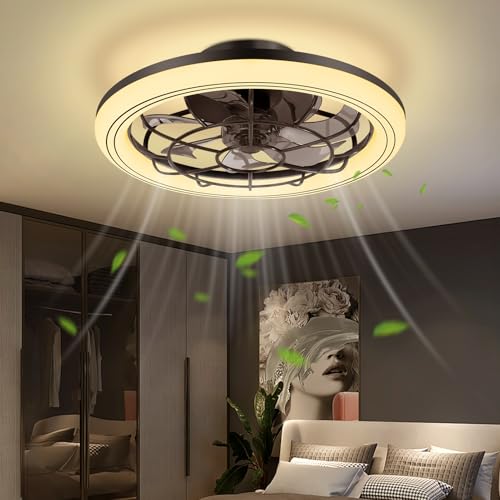 Hondony 49cm Deckenventilator mit Beleuchtung und Fernbedienung Leise, Dimmbar Deckenlampe mit Ventilator, Modern Deckenleuchte Ventilator mit Licht für Schlafzimmer Wohnzimmer von Hondony
