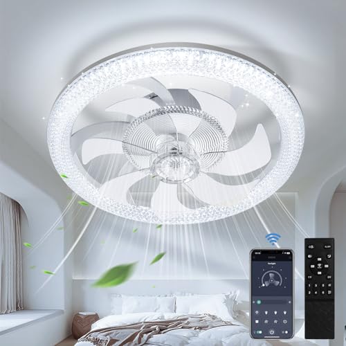 Hondony Ventilator Deckenleuchte,LED Deckenventilator mit Beleuchtung,3 Farbtemperatur und 6 Geschwindigkeiten Deckenventilator mit Lampe,Fernbedienung Leise Dimmbar Ventilator Deckenlampe von Hondony