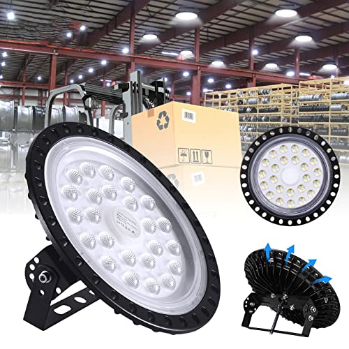 UFO LED Industrielampe, 100W LED Hallenstrahler, 6500K Kaltweiß LED High Bay Licht, IP67 Wasserdicht UFO LED Werkstattlampe, LED Strahler für Fabrikhallen, Hallenstadion, Werkstätten von Hondony