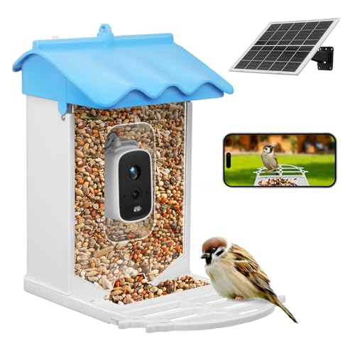 Vogelhaus mit Kamera Outdoor Solar Vogelfutterspender: 2K WLAN Vogelfutterhaus Wetterfest IP66 - Geschenke FüR Vogelliebhaber Ai Verfolgung EichhöRnchensicher von Hondony