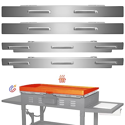 Windschutz für Blackstone 91,4 cm Grillplatte – Edelstahl, magnetisch, Blackstone-Grillzubehör, schützt Flamme, hält Hitze, spart Gas, kompatibel mit hinterer Fettschalenhaube, Seitenablage (Silber) von Hondony