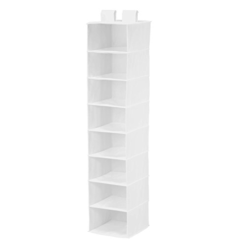 Honey-Can-Do SFT-01239 Hänge-Organizer mit 8 Fächern, Stoff, White, 30.5x30.5x137.2 cm von Honey-Can-Do