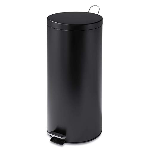 Honey Can Do TRS-02111 Round Stainless Steel Step Trash Can with Liner, Black, 30-Liter Per 8-Gallon by Honey Can Do von Honey-Can-Do