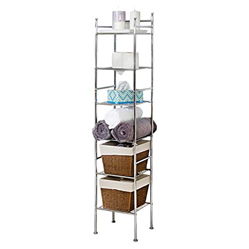 Honey Can Do bth-05281 Eckregal Metall Badezimmer Regal Space Saver, 61 x 28 x 172 cm Chrom, Stahl, Chrome, 12.6 x 11.02 x 59.84 von Honey Can Do