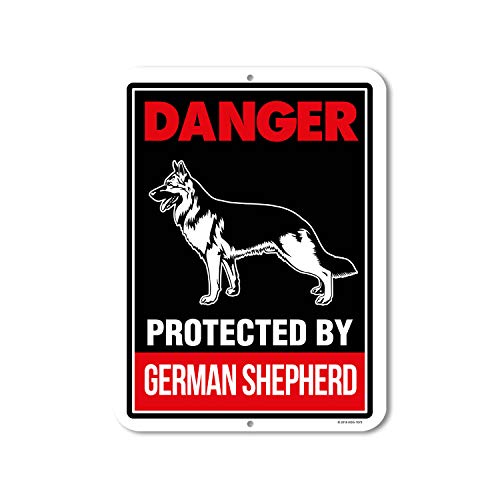 Beware of German Shepherd Schilder, Gefahr durch Hunde 9 x 12 BEWARE OF DOG ACHTUNG Metall Aluminium, Wachhund Schild von Honey Dew Gifts