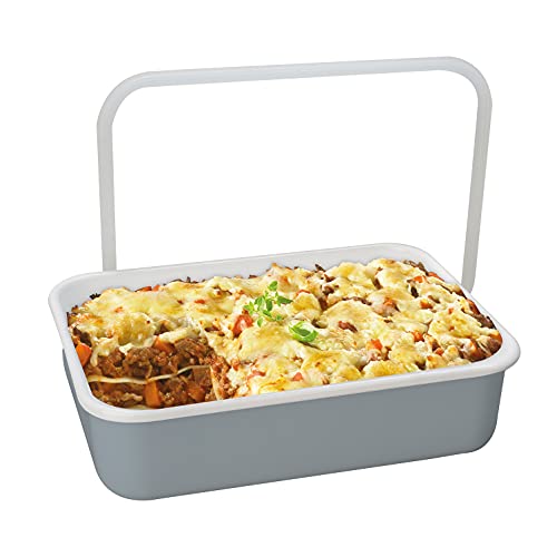 Honey Ware Color Line Frischhaltedose mit Deckel Emaille Grau | L | 1,35 L | hitzebeständig bis 400°C | Meal Prep Boxen für alle Herdarten, Backofen und Grill geeignet | Aufbewahrungsbox mit Deckel von SYNYEY