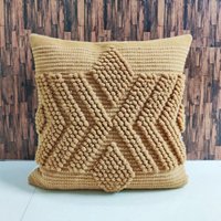 Chunky Loops Handgewebte Wolle 50x50 cm Dekorative Dekokissen Abdeckung Hand Loom Kissenbezug Tiefes Senfgelbes Kissen von HoneyBeeHomeNLiving