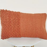 Deep Orange Rost Chunky Loops Handgewebt 100% Wolle Zoll Deko Überwurf von HoneyBeeHomeNLiving