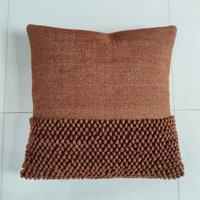 Kissenbezug Dunkelorange Rostorange Chunky Loops Hand Gewebt 100% Wolle Zoll Dekorativer Überwurf von HoneyBeeHomeNLiving