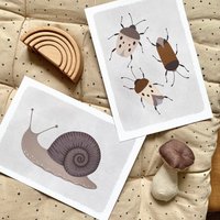 Neutral Snail & Käfer Druck/Illustration A4 von HoneyBeesNDaisies