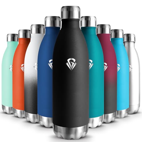 HoneyHolly Edelstahl Trinkflasche, 1L Thermosflasche, BPA-Frei, Wasserflasche Sport, Auslaufsicher Wasserflasche, Trinkflasche Kohlensäure Geeignet, Thermoskanne für Gym, Fitness, Fahrrad von HoneyHolly