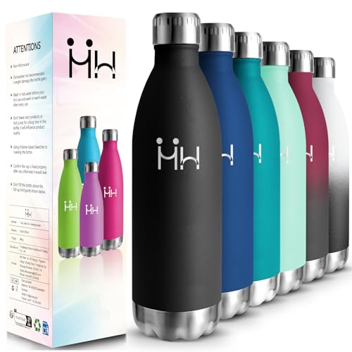 HoneyHolly Edelstahl Trinkflasche, 1L Thermosflasche, BPA-Frei, Trinkflaschen Sport, Auslaufsicher Wasserflasche, Trinkflasche Kohlensäure Geeignet, Thermoskanne für Gym, Fitness, Fahrrad von HoneyHolly