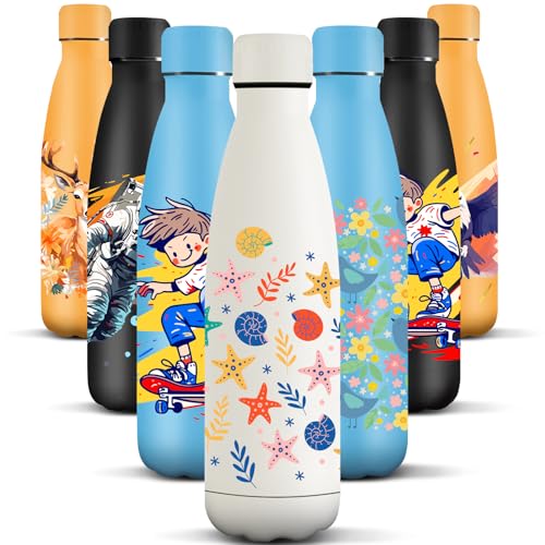 HoneyHolly Edelstahl Trinkflasche, 500ml BPA-frei, Thermosflasche, Isolierflasche Doppelwandige, Wasserflasche, Auslaufsicher, 18/8 Edelstahl, Thermoskanne für Sport, Camping, Schule von HoneyHolly