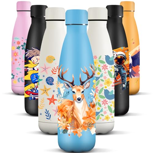HoneyHolly Edelstahl Trinkflasche, 500ml BPA-frei, Thermosflasche, Isolierflasche Doppelwandige, Wasserflasche, Auslaufsicher, 18/8 Edelstahl, Thermoskanne für Sport, Camping, Schule von HoneyHolly