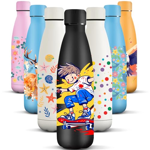 HoneyHolly Edelstahl Trinkflasche, 500ml BPA-frei, Thermosflasche, Isolierflasche Doppelwandige, Wasserflasche, Auslaufsicher, 18/8 Edelstahl, Thermoskanne für Sport, Camping, Schule von HoneyHolly