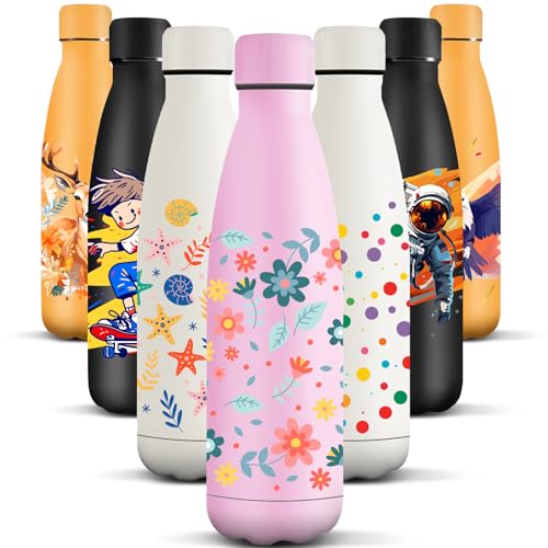 HoneyHolly Edelstahl Trinkflasche, 500ml BPA-frei, Thermosflasche, Isolierflasche Doppelwandige, Wasserflasche, Auslaufsicher, 18/8 Edelstahl, Thermoskanne für Sport, Camping, Schule von HoneyHolly