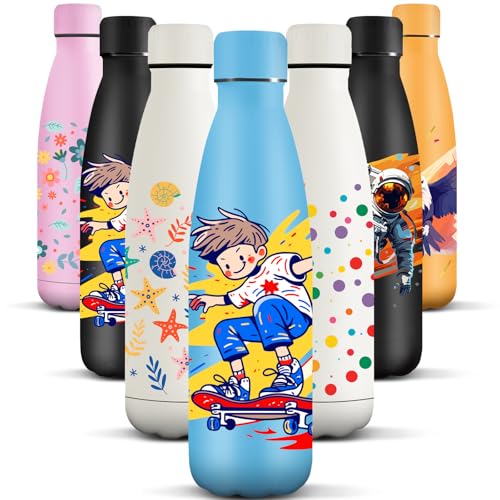 HoneyHolly Edelstahl Trinkflasche, 500ml BPA-frei, Thermosflasche, Isolierflasche Doppelwandige, Wasserflasche, Auslaufsicher, 18/8 Edelstahl, Thermoskanne für Sport, Camping, Schule von HoneyHolly