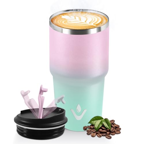 HoneyHolly Thermobecher 600 ml, Wiederverwendbar, Edelstahl Kaffeebecher-to-go Thermo, Auslaufsicher, Doppelwandiger Trinkbecher, Isolierbecher, Travel Mug für Heißen Kaffee, Tee und Kalte Getränke von HoneyHolly