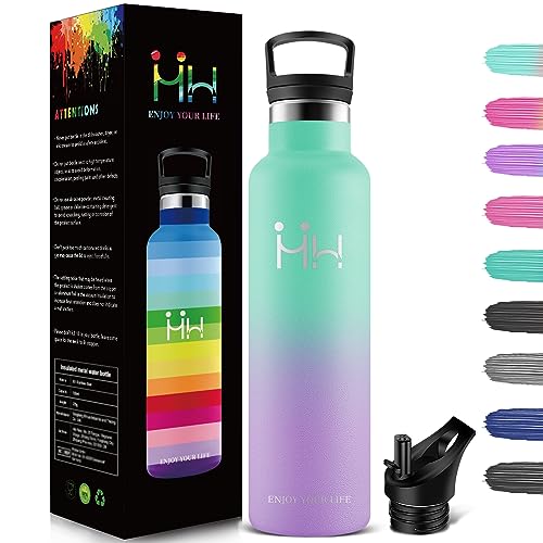 HoneyHolly Thermosflasche, 500ML BPA-Frei, Trinkflasche Edelstahl, Auslaufsichere Isolierflasche Doppelwandig, Edelstahl Trinkflasche, Thermoskanne, mit Strohhalm, Trinkflasche Kohlensäure Geeignet von HoneyHolly