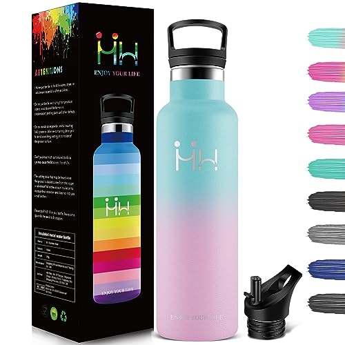 HoneyHolly Thermosflasche, 500ML BPA-Frei, Trinkflasche Edelstahl, Auslaufsichere Isolierflasche Doppelwandig, Wasserflasche Edelstahl, Thermoskanne, mit Strohhalm, Trinkflasche Kohlensäure Geeignet von HoneyHolly