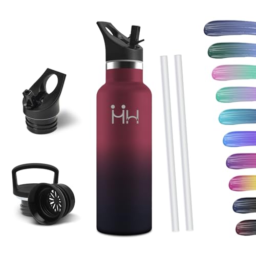 HoneyHolly Thermosflasche, 500ML BPA-Frei, Trinkflasche Edelstahl, Auslaufsichere Isolierflasche Doppelwandig, Wasserflasche Edelstahl, Thermoskanne, mit Strohhalm, Trinkflasche Kohlensäure Geeignet von HoneyHolly