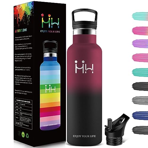 HoneyHolly Thermosflasche, 500ML BPA-Frei, Wasserflasche Edelstahl, Auslaufsichere Isolierflasche Doppelwandig, Trinkflasche Edelstahl, Thermoskanne, mit Strohhalm, Trinkflasche Kohlensäure Geeignet von HoneyHolly