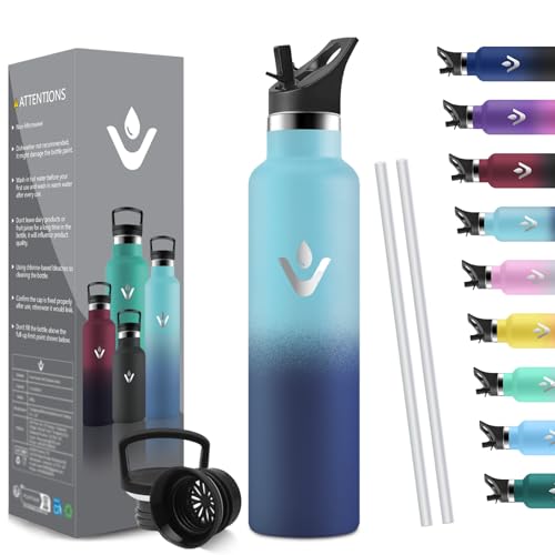 HoneyHolly Thermosflasche 1L BPA-Frei, Trinkflasche Edelstahl, Auslaufsichere Isolierflasche Doppelwandig, Isolierflasche, Thermoflasche, Thermobecher mit Strohhalm, Trinkflasche Kohlensäure Geeignet von HoneyHolly