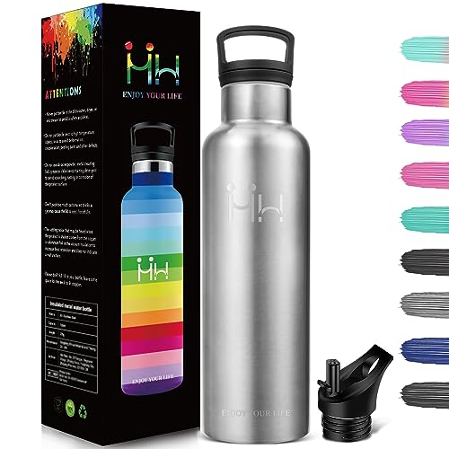 HoneyHolly Trinkflasche, 750 ML BPA-Frei, Thermosflasche, Auslaufsichere Isolierflasche Doppelwandig, Wasserflasche Edelstahl, Thermoskanne, mit Strohhalm, Trinkflasche Kohlensäure Geeignet von HoneyHolly