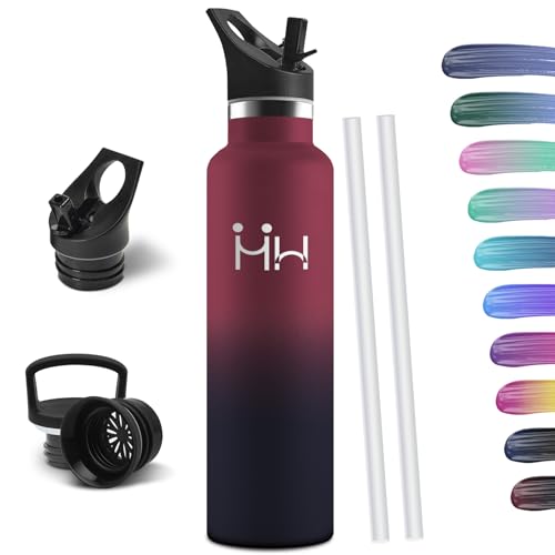 HoneyHolly Trinkflasche 1L, BPA-Frei, Trinkflasche Edelstahl, Thermosflasche, Auslaufsichere Isolierflasche Doppelwandig, Wasserflasche, Thermoskanne, mit Strohhalm, Trinkflasche Kohlensäure Geeignet von HoneyHolly