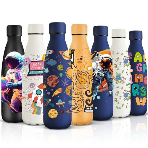 HoneyHolly Trinkflasche Edelstahl, 500ml BPA-frei, Thermosflasche, 18/8 Edelstahl, Wasserflasche Kinder, Doppelwandig Vakuumisoliert, Thermoskanne für Schule, Outdoor, Camping, Picknick von HoneyHolly