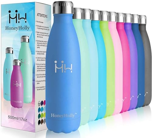 HoneyHolly Trinkflasche Edelstahl, Thermosflasche, 650ml BPA-frei Auslaufsichere Vakuum Isolierte, Thermoskanne Edelstahl, 24 Std. Kalt und 12 Std. Heiß, Isolierflasche für Sport, Fitness, Wandern von HoneyHolly