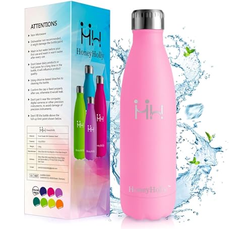 HoneyHolly Trinkflasche Edelstahl, Thermosflasche 750ml, BPA-frei Auslaufsichere Vakuum Isolierte, Thermoskanne Edelstahl, 24 Std. Kalt und 12 Std. Heiß, Isolierflasche für Sport, Fitness, Wandern von HoneyHolly