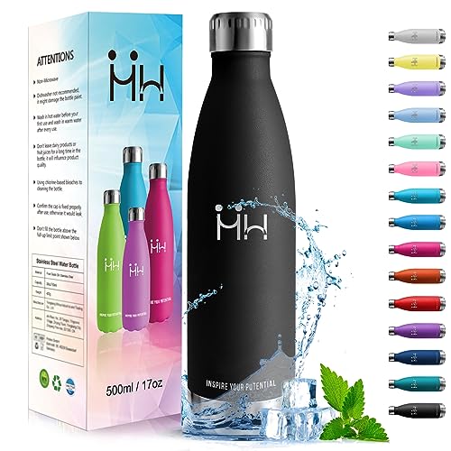 HoneyHolly Trinkflasche Edelstahl, Trinkflasche Kinder, 500ML BPA-frei, Thermosflasche, Wasserflasche Doppelwandig, Trinkflasche Kohlensäure Geeignet, Trinkflasche Sport für Fitness, Gym, Fahrrad von HoneyHolly