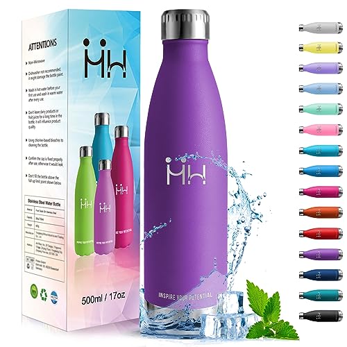 HoneyHolly Trinkflasche Edelstahl, Trinkflasche Kinder, 500ML BPA-frei, Thermosflasche, Wasserflasche Doppelwandig, Trinkflasche Kohlensäure Geeignet, Trinkflasche Sport für Fitness, Gym, Fahrrad von HoneyHolly