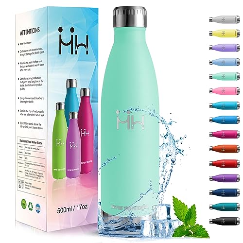 HoneyHolly Trinkflasche Edelstahl, Trinkflasche Kinder, 500ML BPA-frei, Thermosflasche, Wasserflasche Doppelwandig, Trinkflasche Kohlensäure Geeignet, Trinkflasche Sport für Fitness, Gym, Fahrrad von HoneyHolly