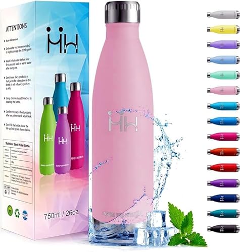 HoneyHolly Trinkflasche Edelstahl - 750ml - Thermosflasche, BPA-Frei, Trinkflasche Sport - Auslaufsicher Wasserflasche,Trinkflasche Kohlensäure Geeignet, Thermoskanne für Fitness, Gym, Fahrrad von HoneyHolly