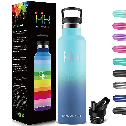 HoneyHolly Vakuum Isolierte Edelstahl Trinkflasche 500ML, BPA Frei Wasserflasche Auslaufsicher Thermosflasche, Thermoskanne kohlensäure geeignet für Schule, Sport, Fahrrad, Fitness, Outdoor von HoneyHolly