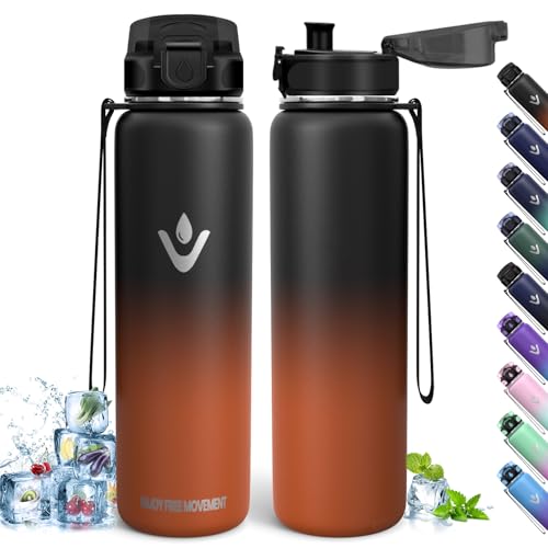 Trinkflasche Edelstahl, 500ml BPA-Frei, Trinkflasche Kinder, Auslaufsicher, Thermoskanne, Doppelwandige Isolierung, Thermosflasche, 18/8 Edelstahl, Thermoskanne für Wandern, Laufen, Schule, Fitness von HoneyHolly