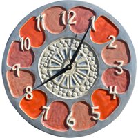 Diatomne Keramik Kunst Wanduhr in Grau & Orange Diatomne Keramik Kunst Wanduhr in Grau & Orange von HoneybeeCeramics