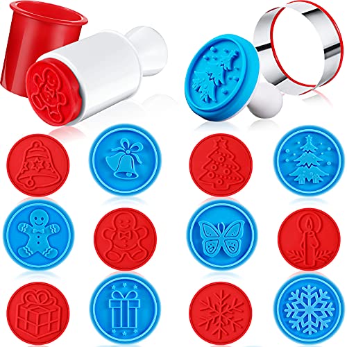 12 Stück Keksstempel Weihnachten Silikon Keksstempel zum Backen hausgemachter Weihnachten Kekse Stempel Set mit 2 Ausstechformen und 2 Kunststoffpressen zum Backen von Weihnachtsplätzchen, Prägeform 12 Stück Keksstempel Weihnachten Silikon Keksstempel zum Backen hausgemachter Weihnachten Kekse Stempel Set mit 2 Ausstechformen und 2 Kunststoffpressen zum Backen von Weihnachtsplätzchen, Prägeform von Honeydak