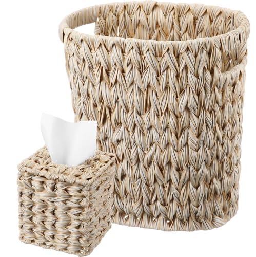 Honeydak 1 Set Bohemian Imitation Weide Gewebter Korb Set Quadratisch Rattan Taschentuchbox Halter Weide Mülleimer mit Griffen Wasserdicht Boho Dekorativ Gewebt Zuhause für Schlafzimmer Badezimmer Honeydak 1 Set Bohemian Imitation Weide Gewebter Korb Set Quadratisch Rattan Taschentuchbox Halter Weide Mülleimer mit Griffen Wasserdicht Boho Dekorativ Gewebt Zuhause für Schlafzimmer Badezimmer von Honeydak