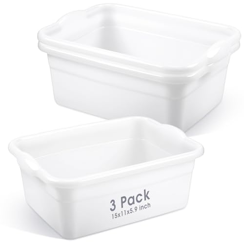 Honeydak 3 Stück 12 Quart Geschirrpfanne für Küchenspüle, rechteckige Kunststoffwanne, Geschirrpfanne, Waschbecken für Fußgeschirr, Einweichen Füße, Wascheimer für Küche, Badezimmer, Spüle, Waschen von Honeydak
