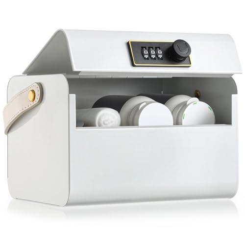Honeydak Abschließbare Medikamentenbox für Medikamente, sichere Aufbewahrungsbox aus Metall, für Kühlschrank, Snacks, Lebensmittel, Telefon, Behälter mit Kombinationscode für persönliche private von Honeydak