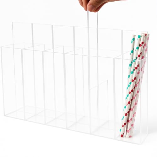 Honeydak Acryl-Trinkhalm-Halter für Schrank, magnetischer Spender mit abnehmbaren Trennwänden, wiederverwendbarer Strohhalm-Organizer, Aufbewahrung, platzsparend, für Schranktür, Kühlschrank, Küche von Honeydak