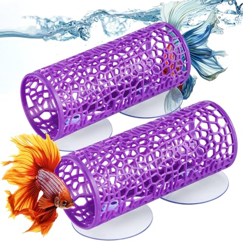 Honeydak Betta Aquarium-Zubehör, Betta-Tunnel, Fischspielzeug, sichere hohle Hängematte, Höhle, Aquarium-Dekoration mit Saugnäpfen für kleine Garnelen, Reptilien, Guppies, Lila, Versteckrohr, 2 Stück Honeydak Betta Aquarium-Zubehör, Betta-Tunnel, Fischspielzeug, sichere hohle Hängematte, Höhle, Aquarium-Dekoration mit Saugnäpfen für kleine Garnelen, Reptilien, Guppies, Lila, Versteckrohr, 2 Stück von Honeydak